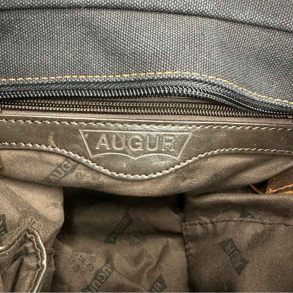 Auger Canvas Leather Crossbody Messenger Bag Black Unisex - Picture 12 of 13